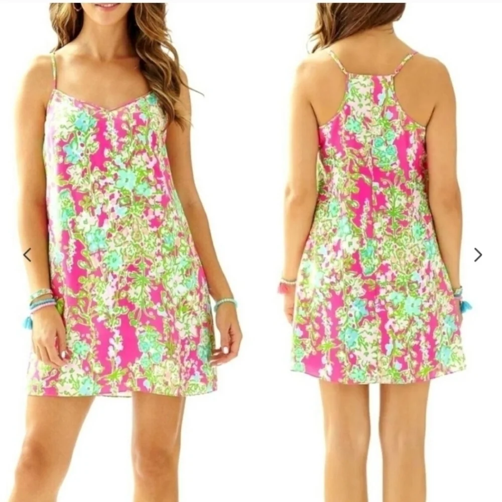 Lilly Pulitzer Flamingo Pink Southern Charm Silk Dusk Mini Dress, Size Small - Picture 6 of 7
